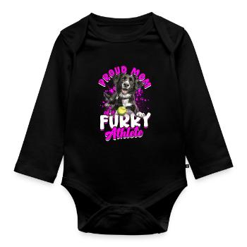 Flyball Proud Mom Of A Furry Athlete - Organic Longsleeve Baby Bodysuit - black - Front