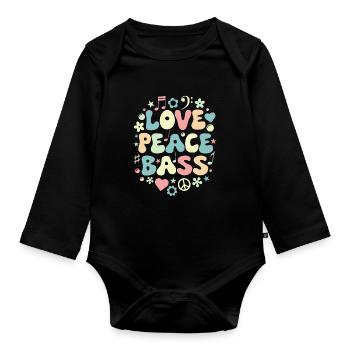 Bass Love Musiker Retro - Baby Bio-Langarm-Body - Schwarz - Vorne