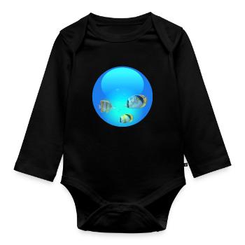 Frutiger Aero Aesthetic Tech Puffer Fish - Organic Longsleeve Baby Bodysuit - black - Front