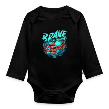 Betta Brave Et Wave - Body Bébé bio manches longues - noir - Devant