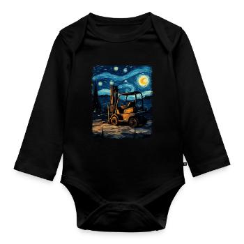 Gabelstaplerfahrer Gabelstaplerfahrer Sternennacht - Baby Bio-Langarm-Body - Schwarz - Vorne