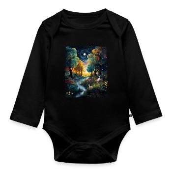 Jardin d’Eden Peintre religieux biblique nuit étoilée - Body Bébé bio manches longues - noir - Devant