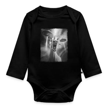 Unicorn Horse UFO Alien Alien Selfie - Organic Longsleeve Baby Bodysuit - black - Front