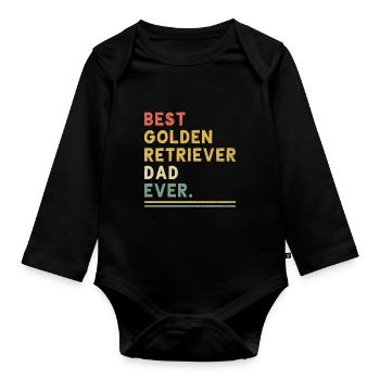 Best Golden Retriever Dad Ever Golden Retrievers G - Organic Longsleeve Baby Bodysuit - black - Front