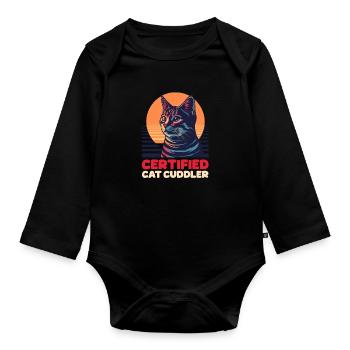 Cat Sitter Certified Cat Cuddler - Organic Longsleeve Baby Bodysuit - black - Front