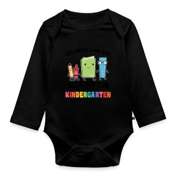 Kindergartenkind Kindergarten Kindergartenanfang G - Baby Bio-Langarm-Body - Schwarz - Vorne