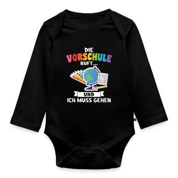 Kindergarten Vorschule Vorschulpädagoge Geschenk - Baby Bio-Langarm-Body - Schwarz - Vorne
