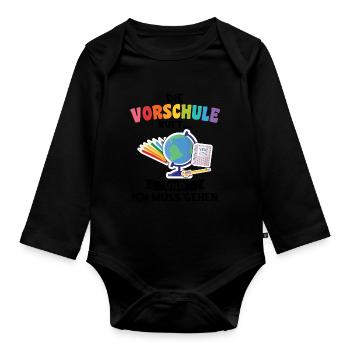 Kindergarten Vorschule Vorschulpädagoge Geschenk - Baby Bio-Langarm-Body - Schwarz - Vorne