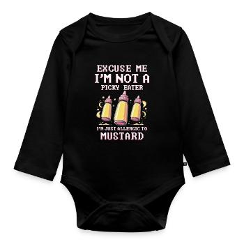 Senfallergie I'm Just Allergic To Mustard - Baby Bio-Langarm-Body - Schwarz - Vorne