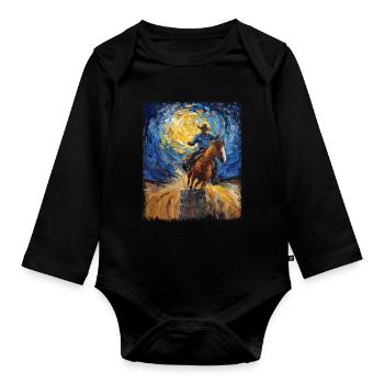 Barrel Racer Barrel Racing Rodeo Starry Night Male - Body Bébé bio manches longues - noir - Devant