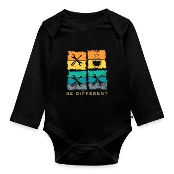 Chemistry Chemist Be Different Laboratory Flask Retro - Organic Longsleeve Baby Bodysuit - black - Front