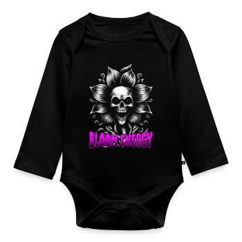 Bloom Energy Sinister Skull Flower Face - Organic Longsleeve Baby Bodysuit - black - Front