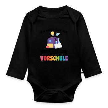 Kindergarten Vorschule Vorschulpädagoge Geschenk - Baby Bio-Langarm-Body - Schwarz - Vorne
