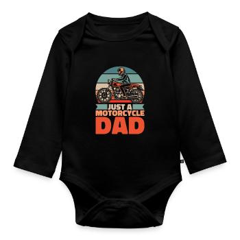 Motorcycle Biker Motorbike Father - Organic Longsleeve Baby Bodysuit - black - Front