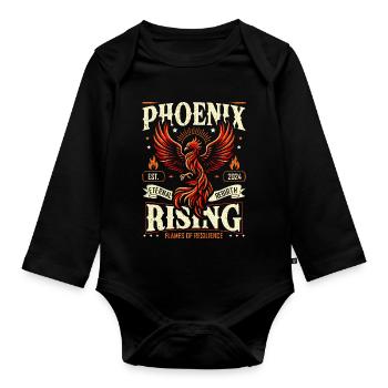 Phoenix Concept Symbol of Rebirth & Resilience - Organic Longsleeve Baby Bodysuit - black - Front