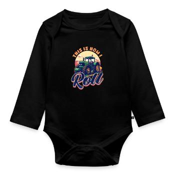 Farmer, so rolle ich - Baby Bio-Langarm-Body - Schwarz - Vorne
