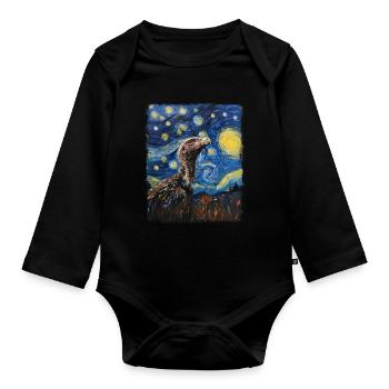 Vulture Bird Starry Night Painting - Organic Longsleeve Baby Bodysuit - black - Front