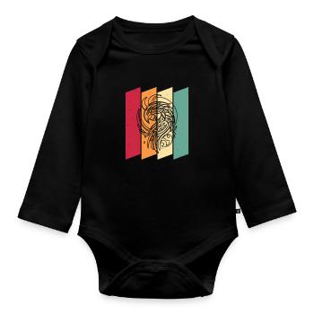 Papagei Moon Phases - Baby Bio-Langarm-Body - Schwarz - Vorne