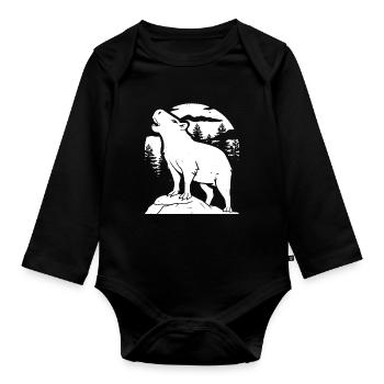 Capybara Wasserschwein Moon Howling - Baby Bio-Langarm-Body - Schwarz - Vorne