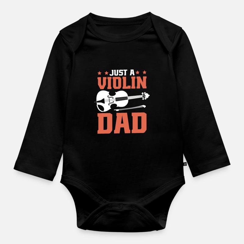 Violine Geige Just A Violin Dad - Body Bébé bio manches longues - noir