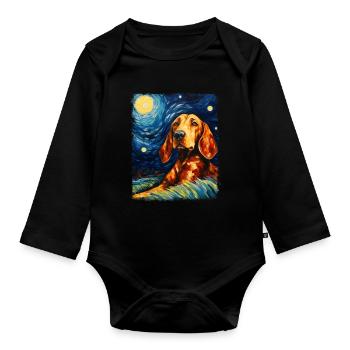 Coonhound chien Nuit étoilée Peinture - Body Bébé bio manches longues - noir - Devant