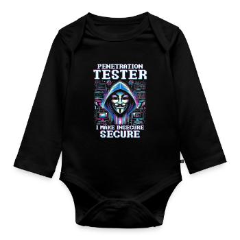 Testeur d’intrusion : je sécurise insecure - Body Bébé bio manches longues - noir - Devant