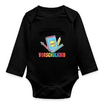 Kindergarten Vorschule Vorschulpädagoge Geschenk - Baby Bio-Langarm-Body - Schwarz - Vorne