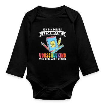 Kindergarten Vorschule Vorschulpädagoge Geschenk - Baby Bio-Langarm-Body - Schwarz - Vorne