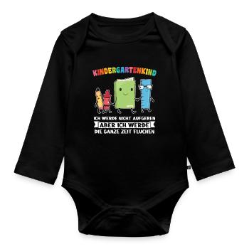 Kindergartenanfang Kindergarten Kindergartenkind G - Baby Bio-Langarm-Body - Schwarz - Vorne