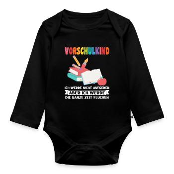 Kindergarten Vorschule Vorschulpädagoge Geschenk - Baby Bio-Langarm-Body - Schwarz - Vorne