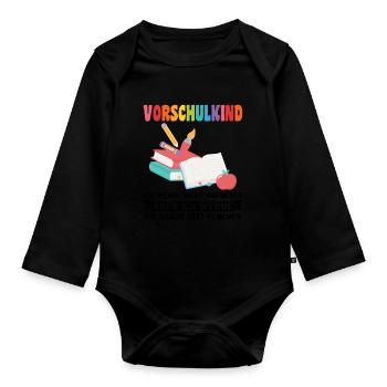Kindergarten Vorschule Vorschulpädagoge Geschenk - Baby Bio-Langarm-Body - Schwarz - Vorne