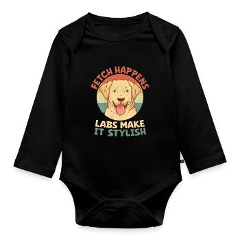 Fetch Happens Labs Make It Stylish Labrador Retrie - Organic Longsleeve Baby Bodysuit - black - Front