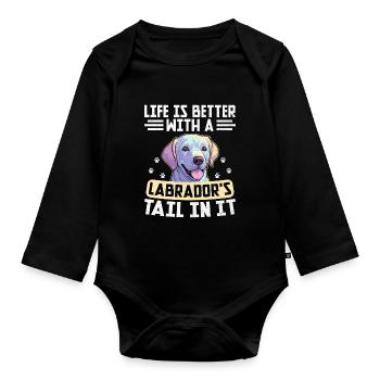 Das Leben Ist Besser Mit Dem Schwanz Eines Labradors Darin Labrad - Baby Bio-Langarm-Body - Schwarz - Vorne