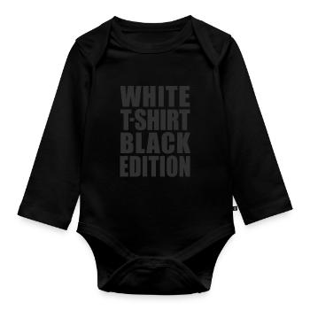 White T-shirt Black Edition - Organic Longsleeve Baby Bodysuit - black - Front