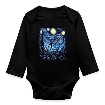 Dover Dämon Kryptide Kryptozoologie Sternennacht M - Baby Bio-Langarm-Body - Schwarz - Vorne
