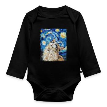 Ragdoll Cat Starry Night Painting - Organic Longsleeve Baby Bodysuit - black - Front