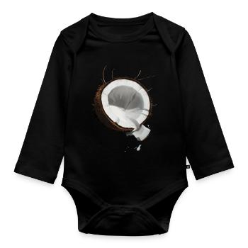 Kokosnuss Frucht - Baby Bio-Langarm-Body - Schwarz - Vorne