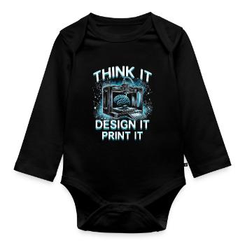 Impression 3D Ingénieur 3D Think It Design It - Body Bébé bio manches longues - noir - Devant