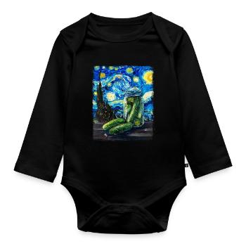 Gurke Gurke Dill Sternennacht Malerei - Baby Bio-Langarm-Body - Schwarz - Vorne