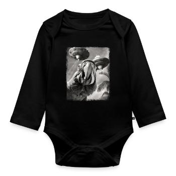 Macaw Parrot Bird UFO Alien Alien Selfie - Organic Longsleeve Baby Bodysuit - black - Front