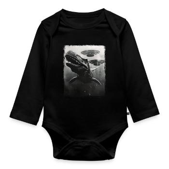 Mosasaure Dinosaure OVNI Alien Alien Se - Body Bébé bio manches longues - noir - Devant