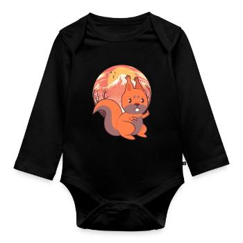 Eichhörnchen Kinder Kind - Baby Bio-Langarm-Body - Schwarz - Vorne