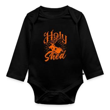 Antler Antler Hunting Throwing Poles Holy Shed - Organic Longsleeve Baby Bodysuit - black - Front