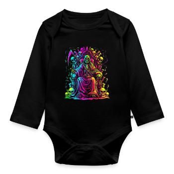 Sensenmann Der Totenschädel Popart - Baby Bio-Langarm-Body - Schwarz - Vorne