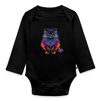 Chat de l’Himalaya Popart - Body Bébé bio manches longues - noir - Devant