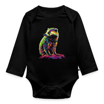 Miel Blaireau Ratel Popart - Body Bébé bio manches longues - noir - Devant