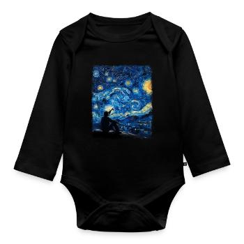 Stargazing Stargazer Astronomy Starry Night Painter - Organic Longsleeve Baby Bodysuit - black - Front
