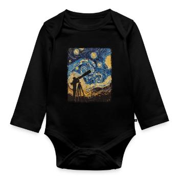 Stargazing Stargazer Astronomy Starry Night Painter - Organic Longsleeve Baby Bodysuit - black - Front
