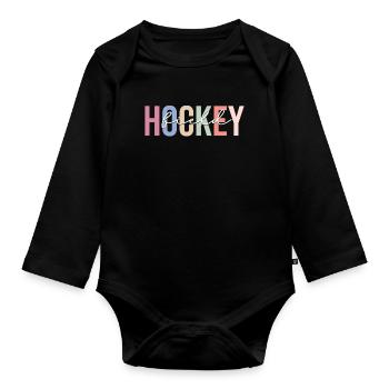 Field hockey player Team coach - Organic Longsleeve Baby Bodysuit - black - Front