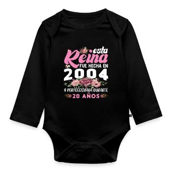 20 Jahre Geburtstagsgeschenk Frau aus dem Jahr 2004 - Baby Bio-Langarm-Body - Schwarz - Vorne